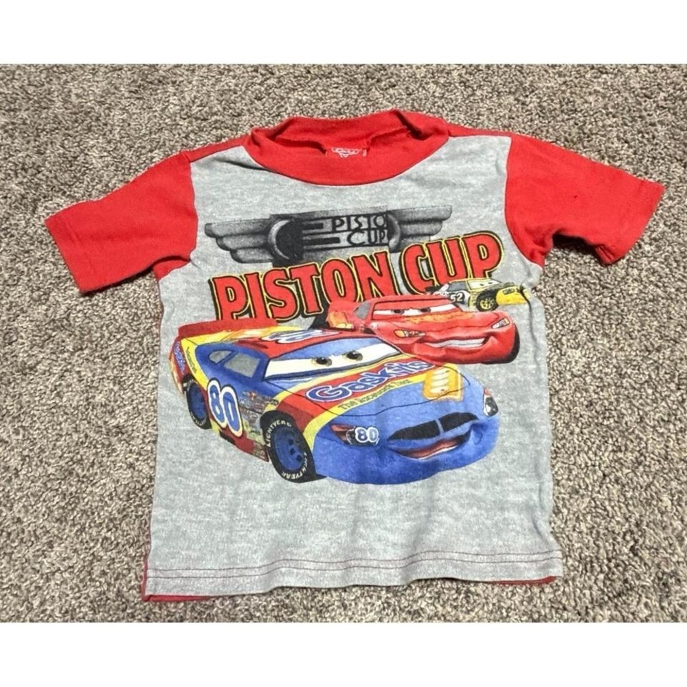 Disney Cars Piston Cup Toddler‎ T-Shirt Red Gray Lightning McQueen 6